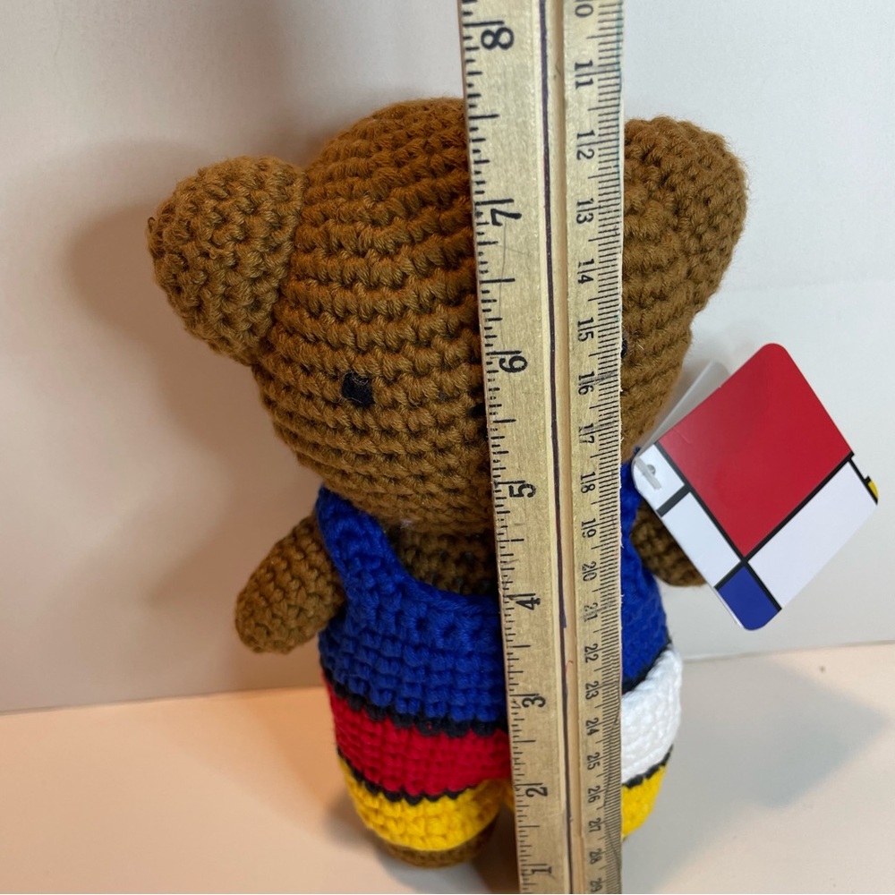 NEW Just Dutch Teddy Bear Piet Mondrian Crocheted Amigurumi Stuffed Toy Handmade - Picture 7 of 9